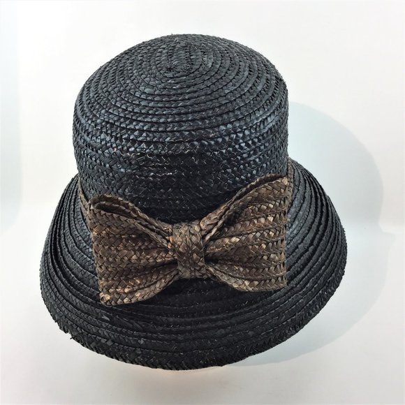 Straw Hat bowl shade with wicker bow hat - Picture 4 of 6